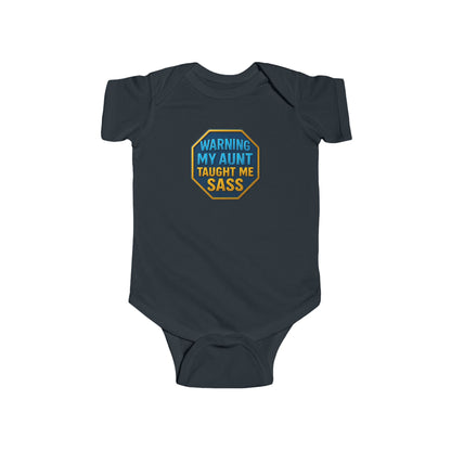 Warning, My Aunt Taught Me Sass - Baby Bodysuit - Blue Sass