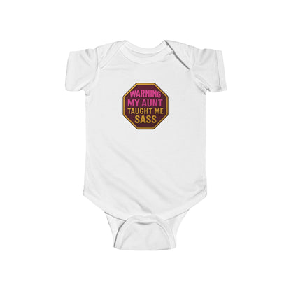 Warning, My Aunt Taught Me Sass - Baby Bodysuit - Red Sass