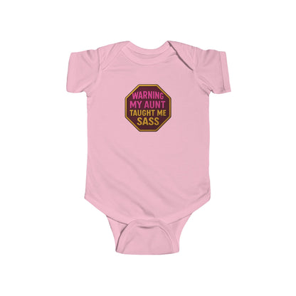 Warning, My Aunt Taught Me Sass - Baby Bodysuit - Red Sass