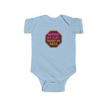 Warning, My Aunt Taught Me Sass - Baby Bodysuit - Red Sass