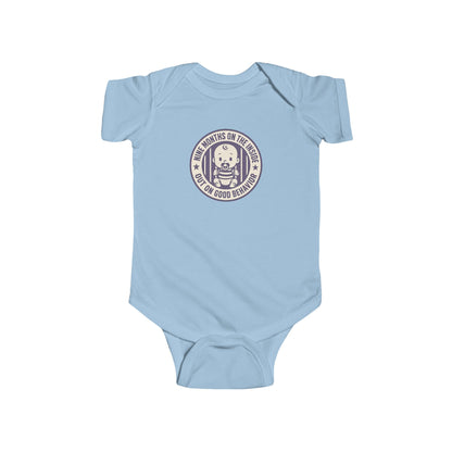 9 Months on the Inside, Out on Good Behavior - Baby Bodysuit - Purple Stamp