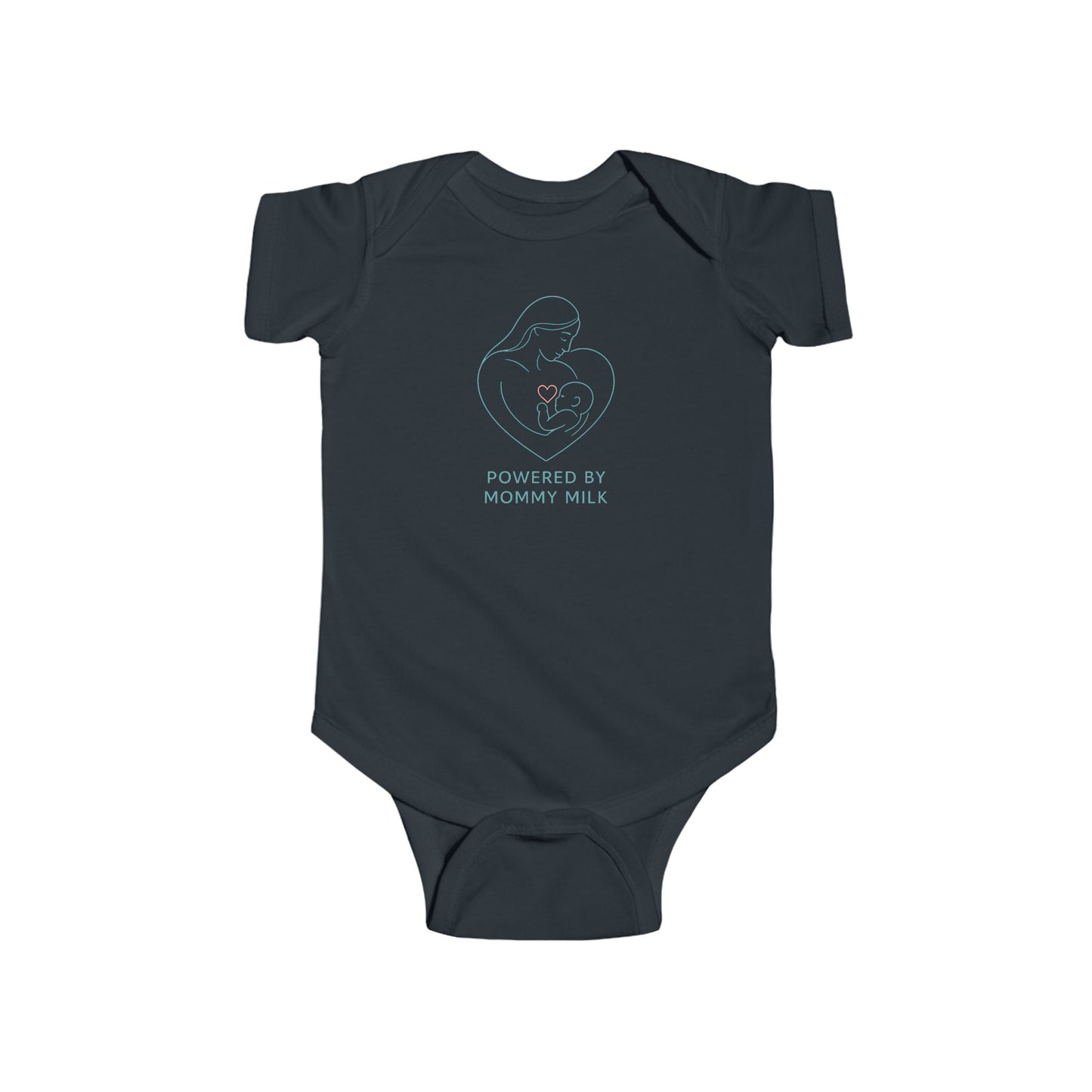 Powered by Mommy Milk - Baby Bodysuit - Love in Teal