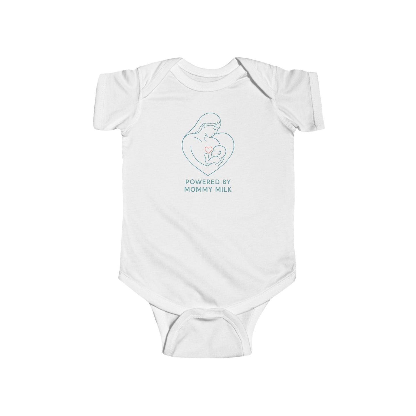 Powered by Mommy Milk - Baby Bodysuit - Love in Teal