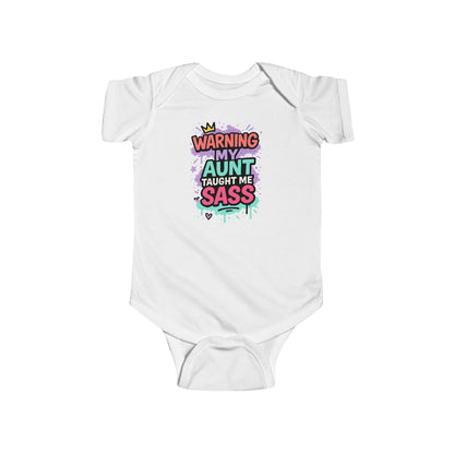 Warning, My Aunt Taught Me Sass - Baby Bodysuit - Crowned Graffiti