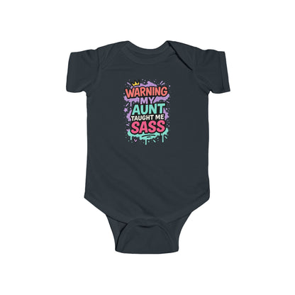 Warning, My Aunt Taught Me Sass - Baby Bodysuit - Crowned Graffiti