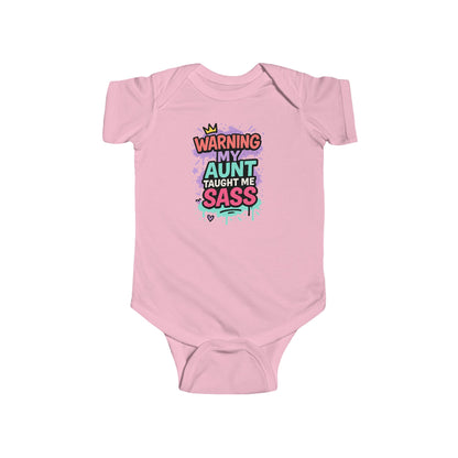 Warning, My Aunt Taught Me Sass - Baby Bodysuit - Crowned Graffiti