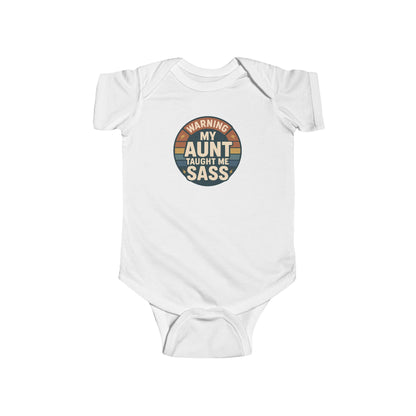 Warning, My Aunt Taught Me Sass - Baby Bodysuit - Vintage Sass