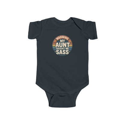 Warning, My Aunt Taught Me Sass - Baby Bodysuit - Vintage Sass