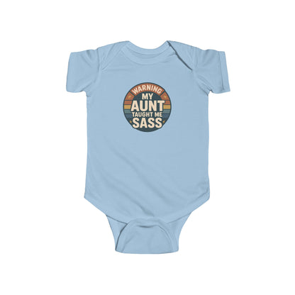 Warning, My Aunt Taught Me Sass - Baby Bodysuit - Vintage Sass