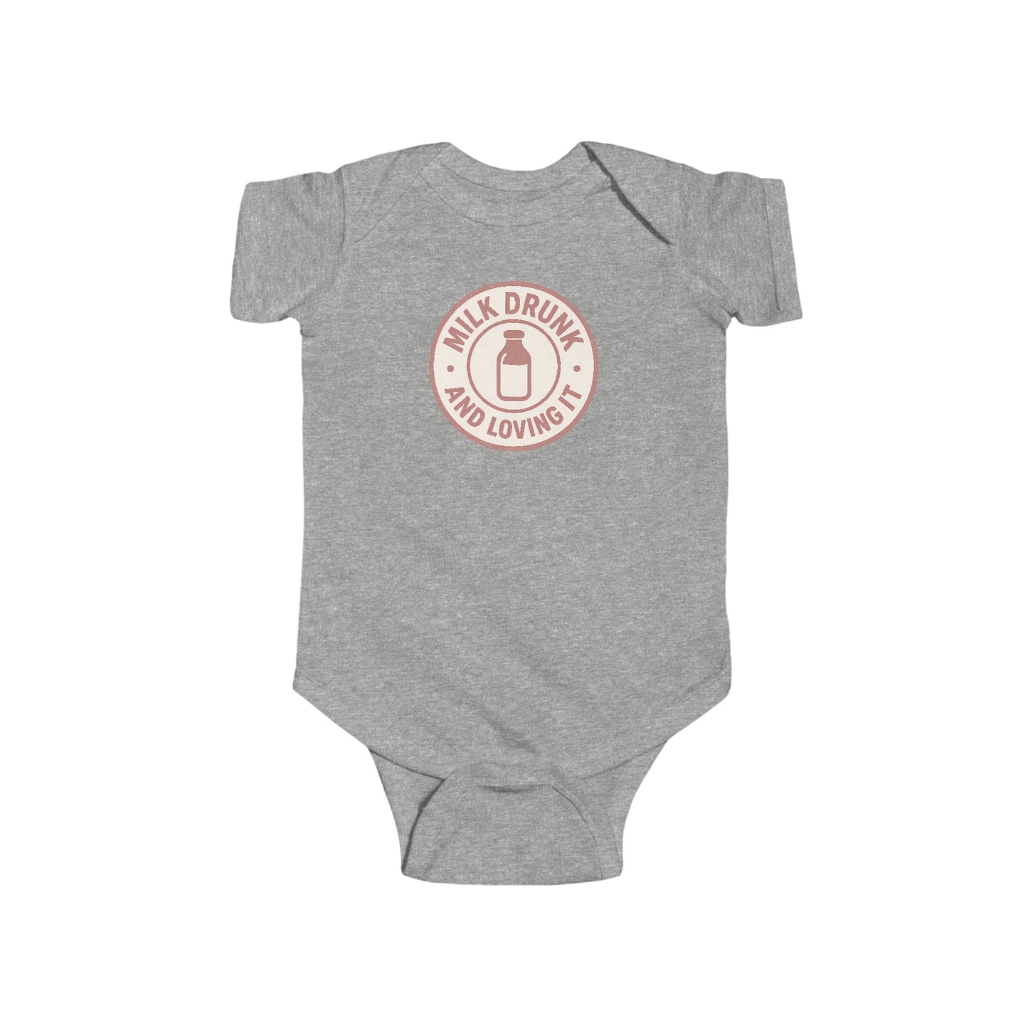 Milk Drunk and Loving It - Baby Bodysuit - Vintage Stamp in Pink