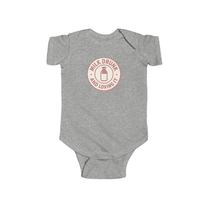 Milk Drunk and Loving It - Baby Bodysuit - Vintage Stamp in Pink