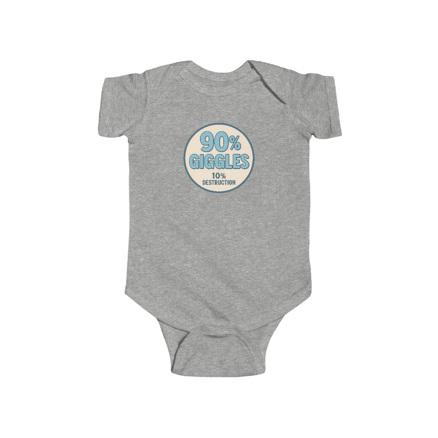 90% Giggles, 10% Destruction - Baby Bodysuit - Modern Stamp in Blue