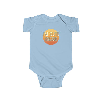 I'm Cute, What's Your Superpower? - Baby Bodysuit - on Key West Sunset