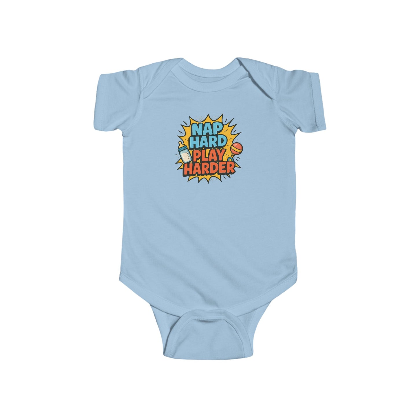 Nap Hard, Play Harder - Baby Bodysuit - Comically Sleepy