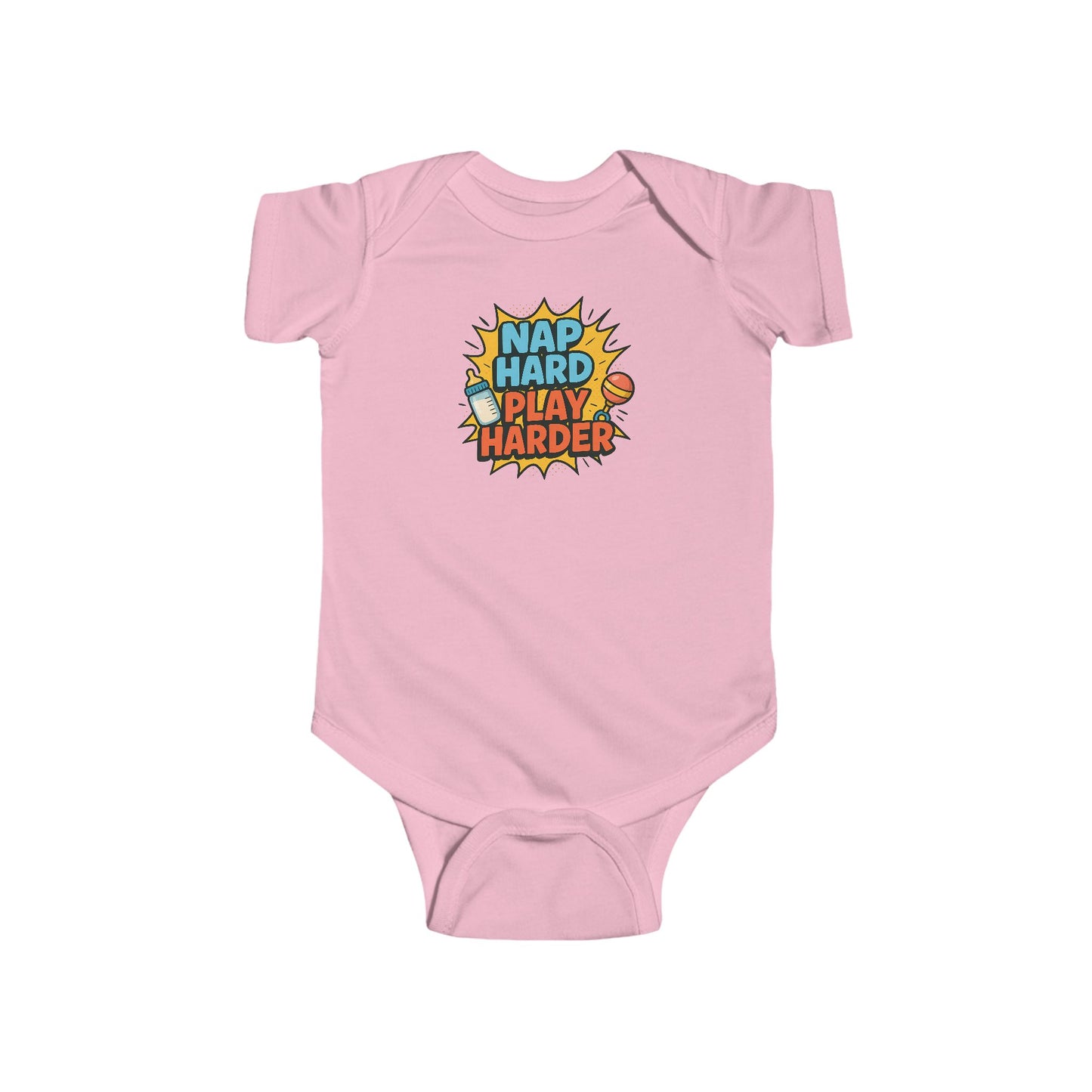 Nap Hard, Play Harder - Baby Bodysuit - Comically Sleepy