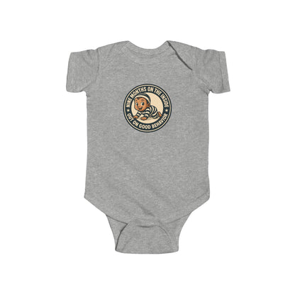9 Months on the Inside, Out on Good Behavior - Baby Bodysuit - Vintage Stamp Jack