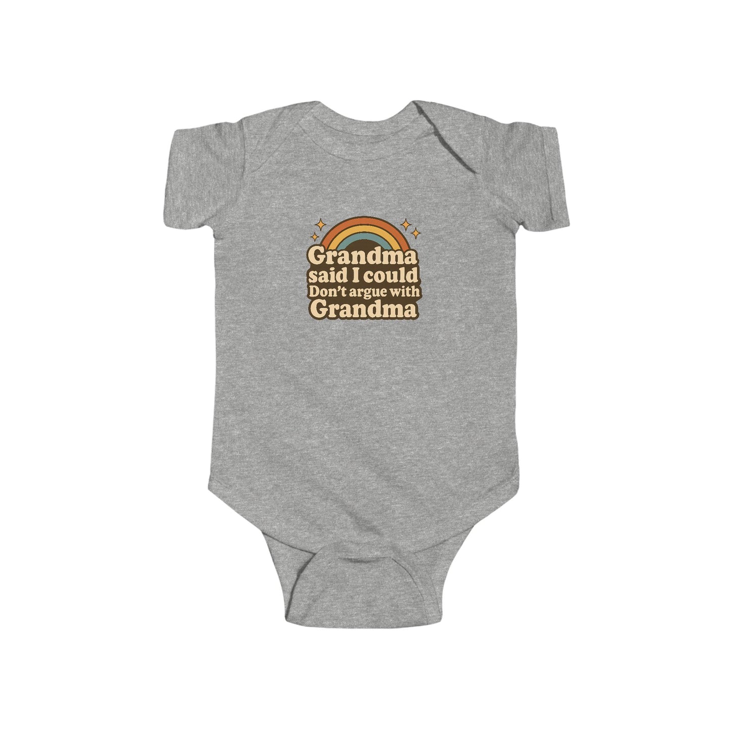 Grandma Said I Could, Don't Argue with Grandma - Baby Bodysuit - Retro Rainbow