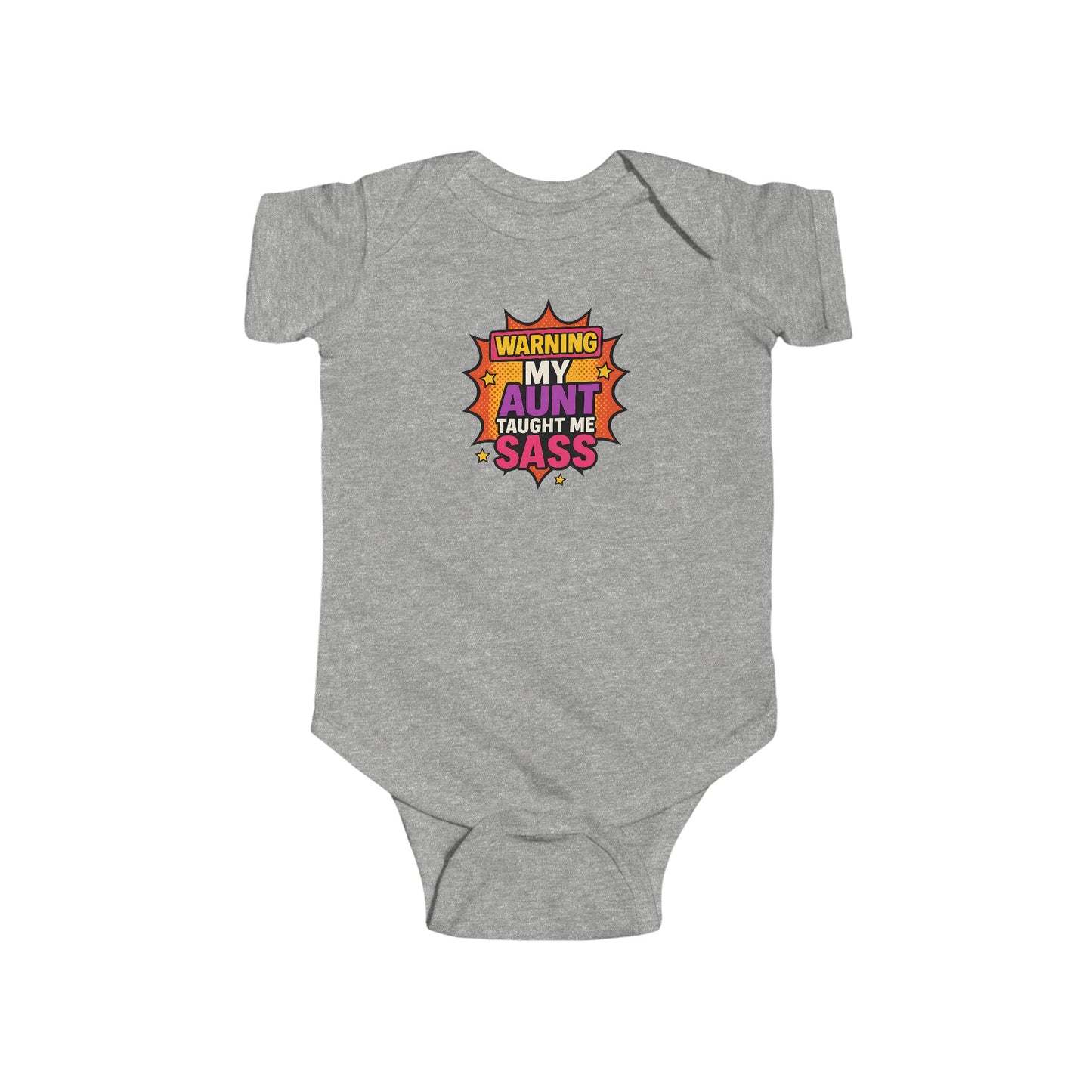 Warning, My Aunt Taught Me Sass - Baby Bodysuit - Comic Sass