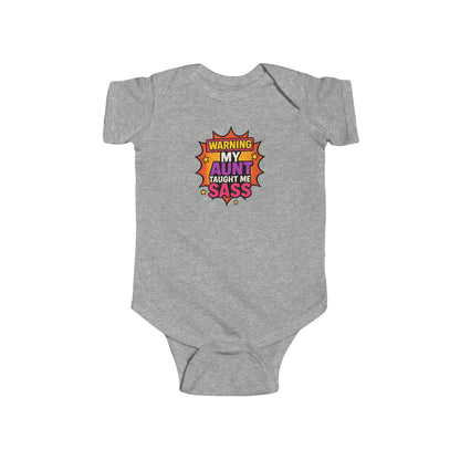 Warning, My Aunt Taught Me Sass - Baby Bodysuit - Comic Sass