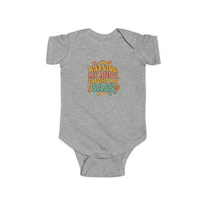 Warning, My Aunt Taught Me Sass - Baby Bodysuit - Groovy Sass