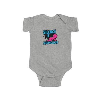 Silence is Suspicious - Baby Bodysuit - I Didn't Do It with Pink Baby